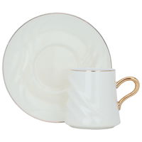 Creamy Porcelain Coffee Cups Set with Gold Line with Saucer 12 Pieces product image