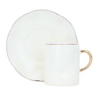 Creamy Porcelain Coffee Cups Set with Gold Line with Saucer 12 Pieces product image