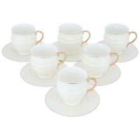 Gold Line Creamy Porcelain Tea Cups Set with Saucer 12 Pieces product image