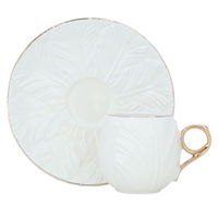 Creamy Porcelain Coffee Cups Set with Gold Line with Saucer 12 Pieces product image