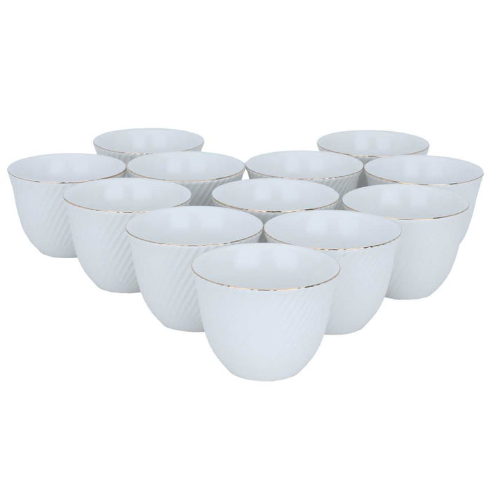 A set of white porcelain Arabic coffee cups with a golden font, 12 pieces image 2