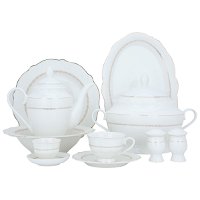 White Embossed Round Porcelain Dining Set 65 Pieces product image