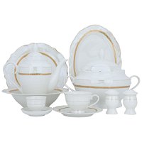 White Embossed Gold Round Porcelain Dining Set 65 Pieces product image