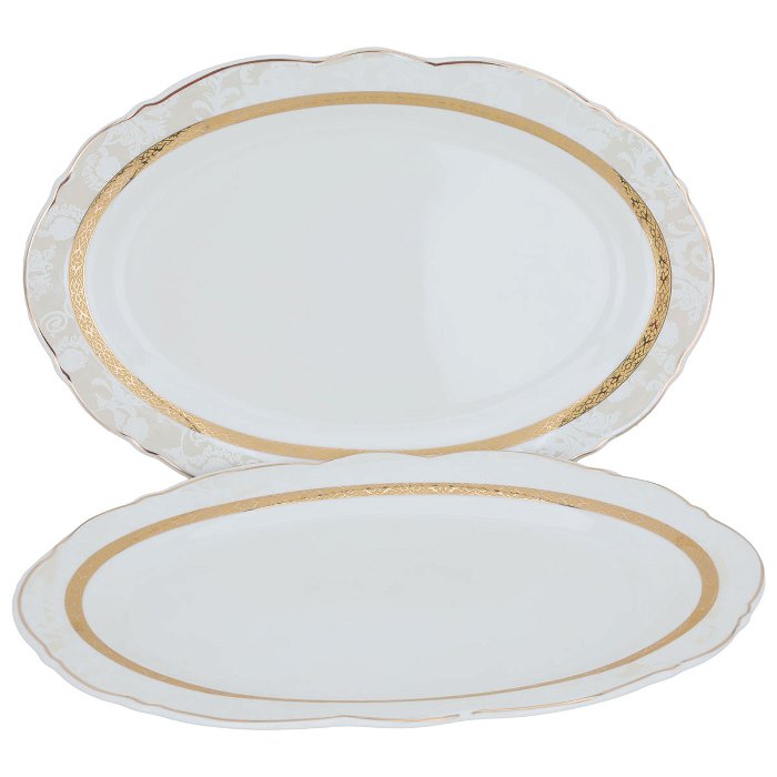 White Embossed Gold Round Porcelain Dining Set 65 Pieces image 4