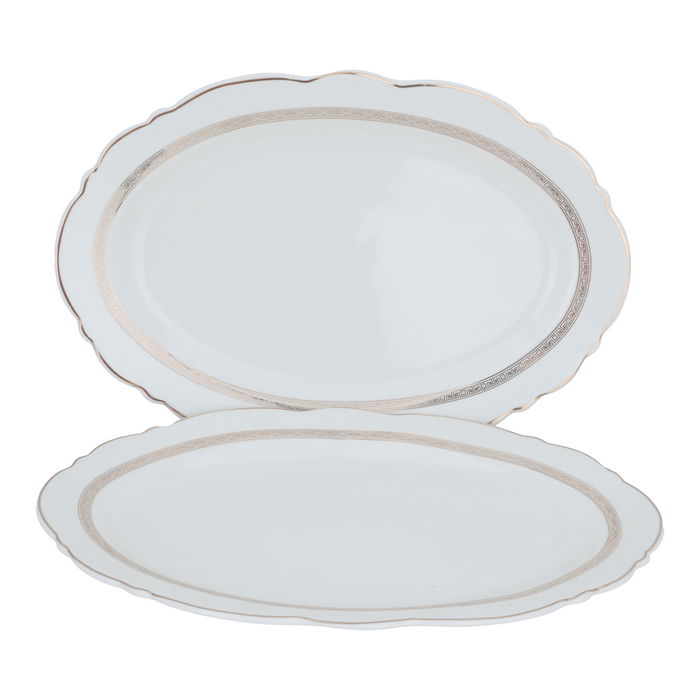 White Embossed Round Porcelain Dining Set 65 Pieces image 4