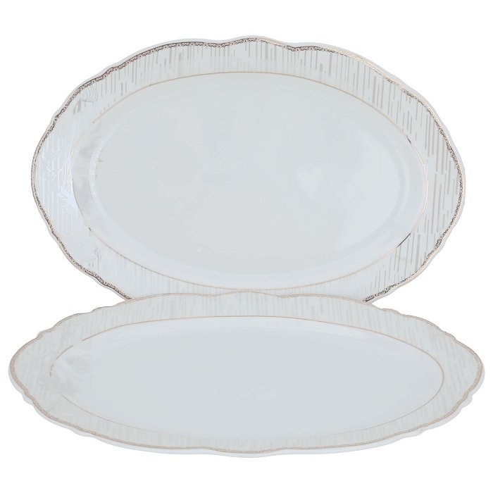 White Embossed Round Porcelain Dining Set 65 Pieces image 3