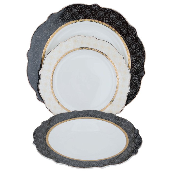 White Embossed Round Porcelain Dining Set 65 Pieces image 5