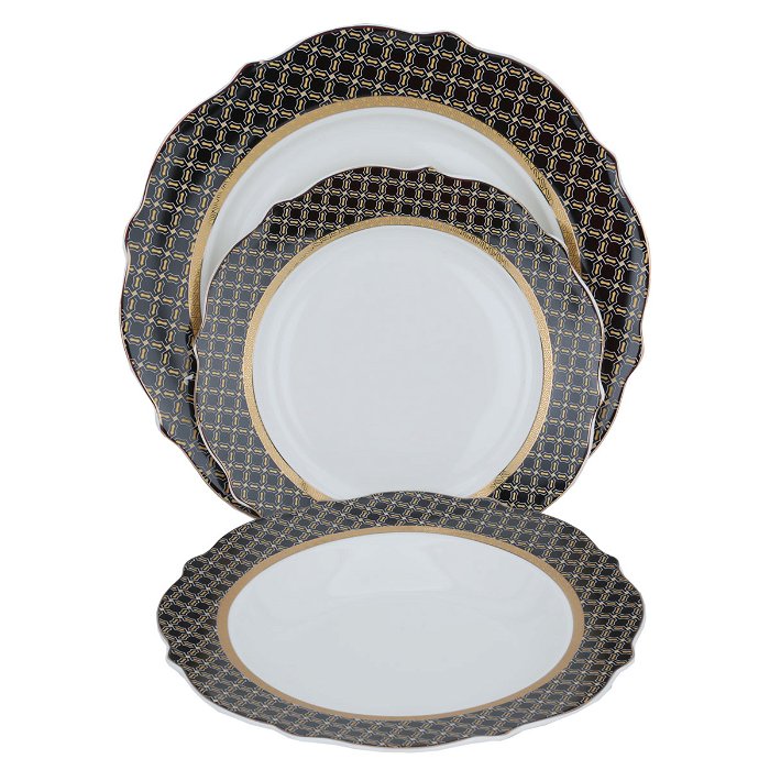 White Embossed Round Porcelain Dining Set 65 Pieces image 5
