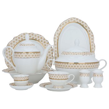 Seef fair Eid al Fitr discounts: Get 50% Discount 65pcs Round White Porcelain Dish Set!