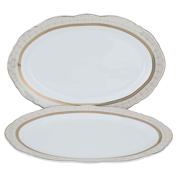 White Embossed Gold Round Porcelain Dining Set 65 Pieces image 4