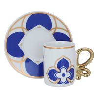 A set of white porcelain coffee cups with a blue rose pattern and saucer, 12 pieces product image