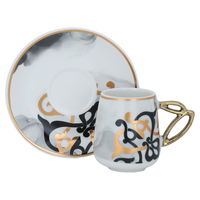 A set of white porcelain coffee cups with golden patterns, 12 pieces product image