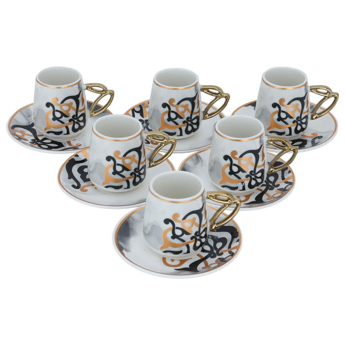 A set of white porcelain coffee cups with golden patterns, 12 pieces image 2