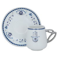 A set of white porcelain coffee cups with eye pattern, 12 pieces product image