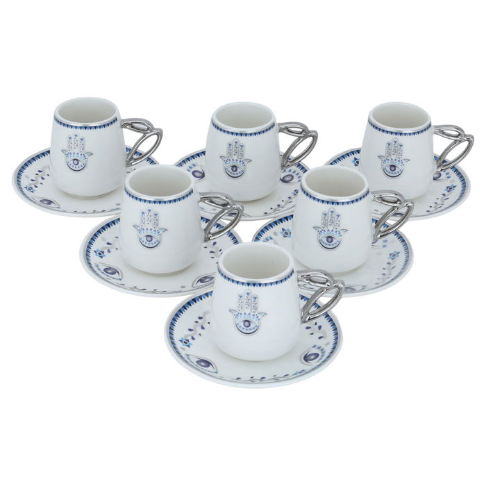 A set of white porcelain coffee cups with eye pattern, 12 pieces image 2