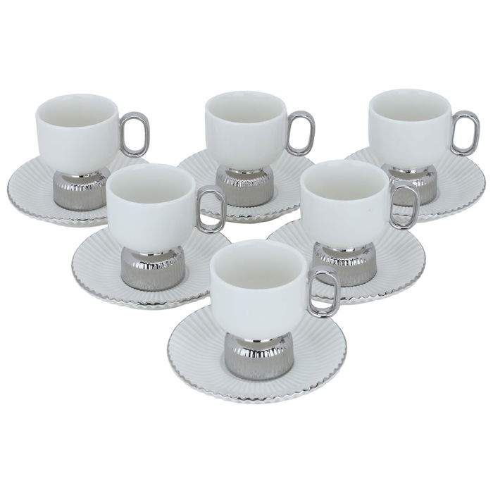 A set of white porcelain coffee cups with a silver base and saucer, 12 pieces image 2