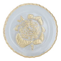 Round glass sweet dish with golden rose pattern product image