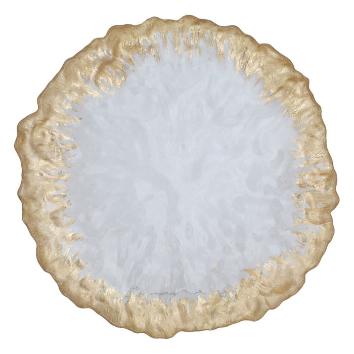 Round glass dessert dish with golden edges image 1