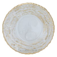 Round glass dessert dish with gold rim product image