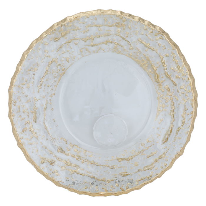 Round glass dessert dish with gold rim image 1