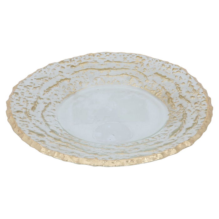 Round glass dessert dish with gold rim image 2