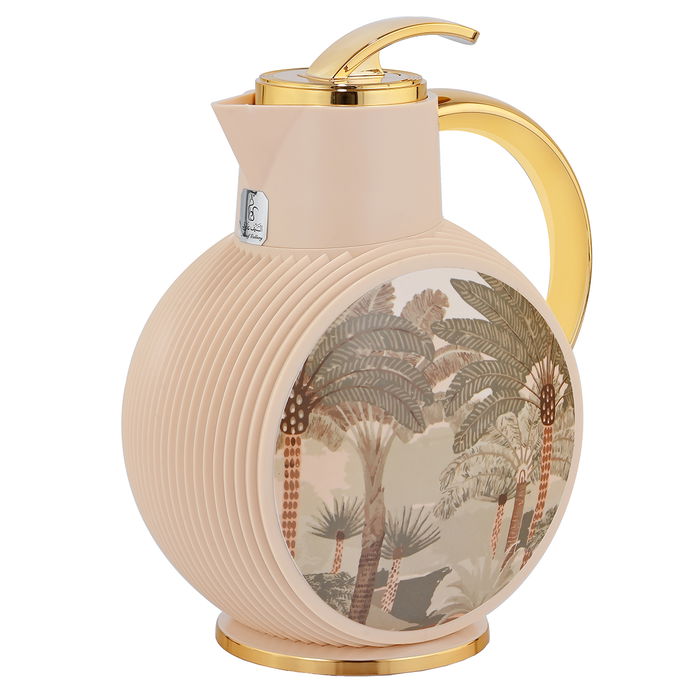 Al Jawhara thermos, light pink, golden palm pattern, 0.9 liters image 1