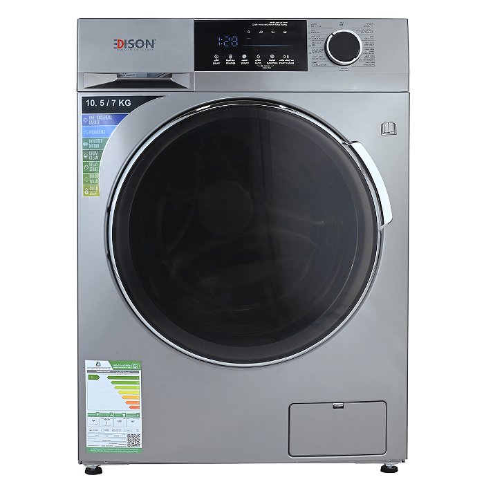 Automatic Washing Machine Combo Edison Front Load Silver 10.5/7 Kg 15 Programs image 1