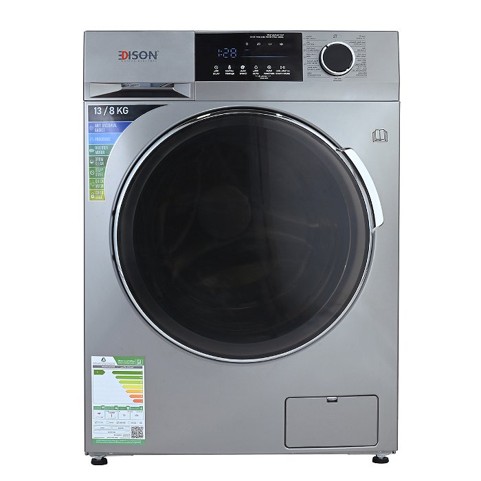 Automatic Washing Machine Combo Edison Front Load Silver 13/8 Kg 15 Programs image 1