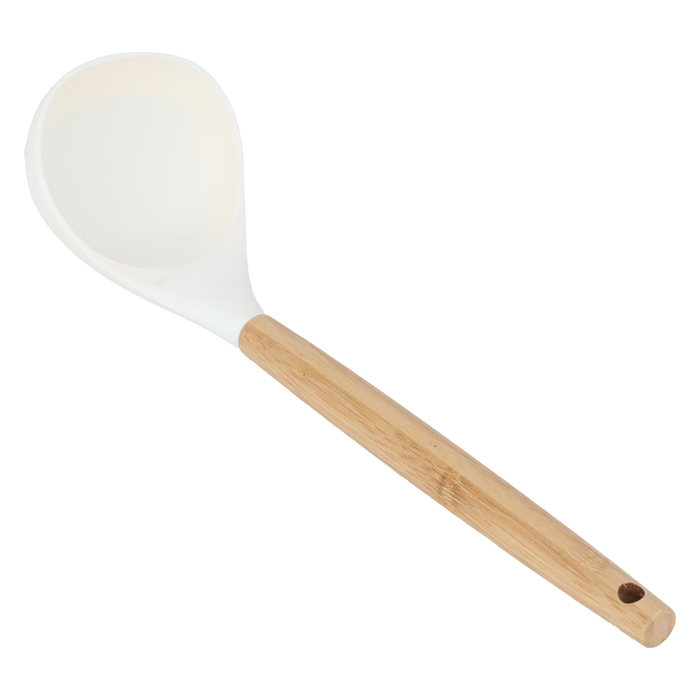 Beige silicone soup ladle image 1