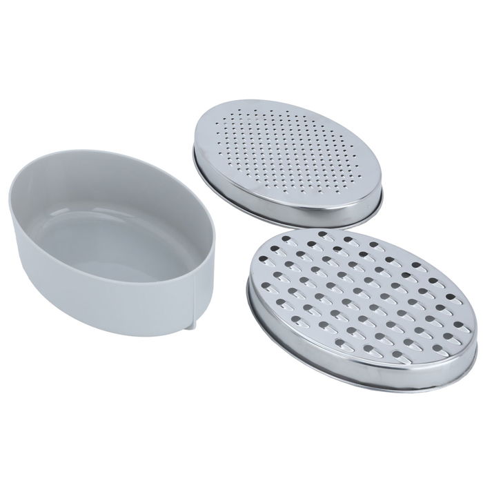 Oval steel grater with light grey box image 2