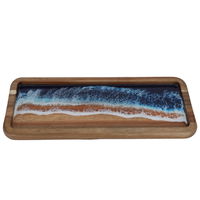 A rectangular dessert serving dish with the sea wave pattern product image