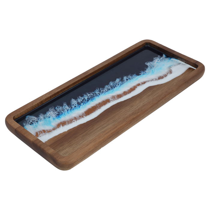 A rectangular dessert serving dish with the sea wave pattern image 2