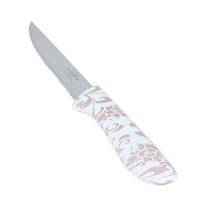 طقم سكاكين فاكهة يد أبيض منقوش بذهبي 6 قطع image 1