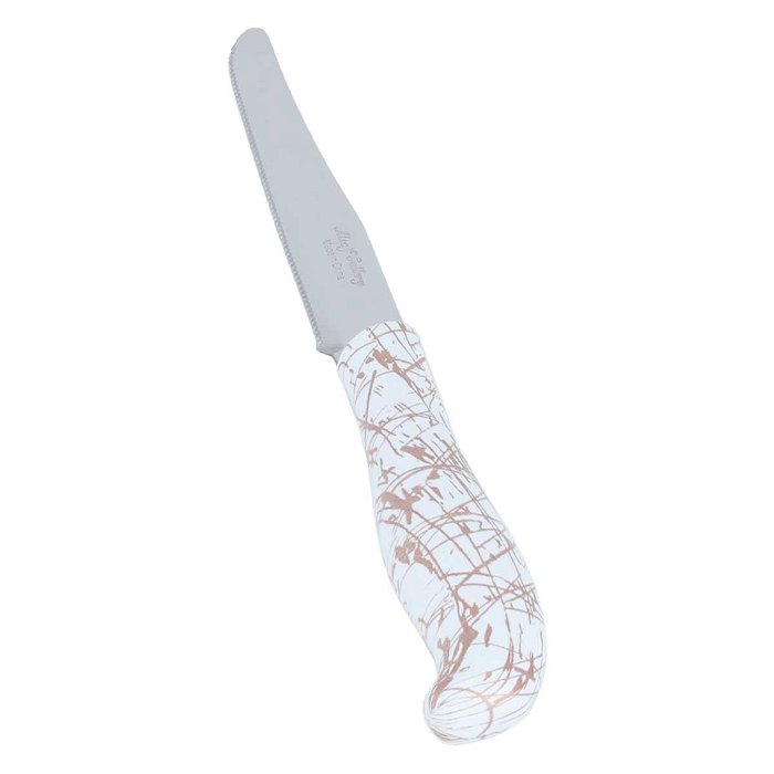 White Embossed Hand Fruit Knives Set 6 Pieces image 1