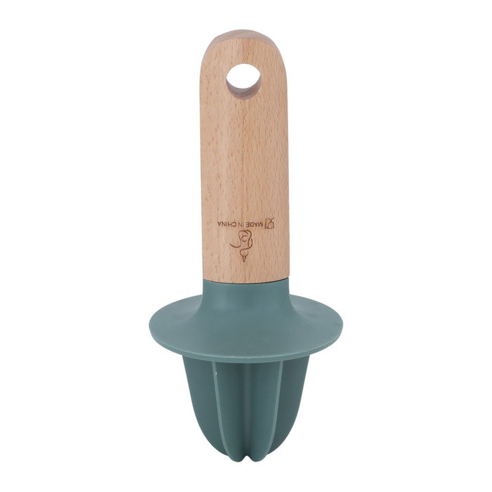 Silicone green lemon juicer with wooden handle image 2