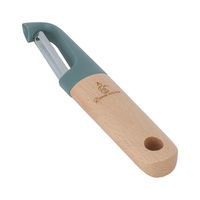 Green silicone peeler with wooden handle product image