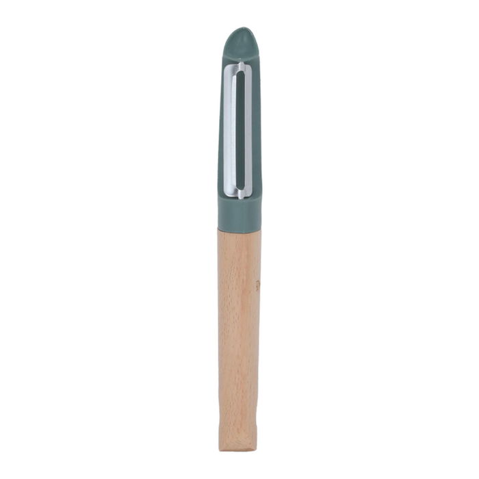 Green silicone peeler with wooden handle image 2