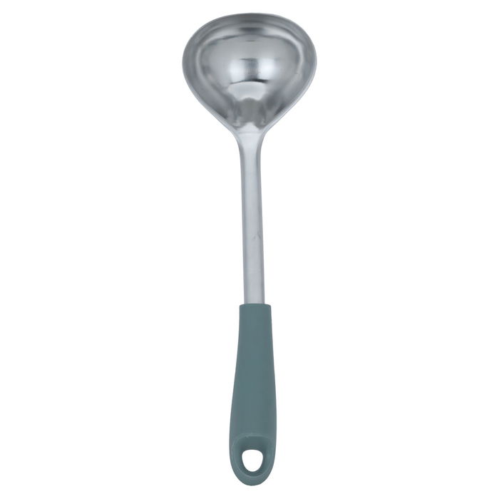 Soup ladle with green silicone handle image 2