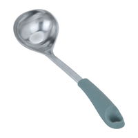 Soup ladle with green silicone handle product image