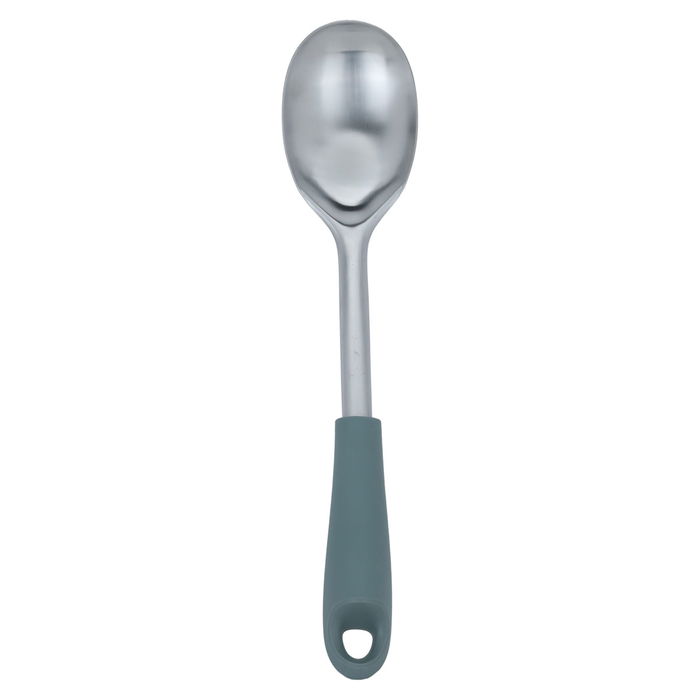 Steel spoon with green silicone handle image 2