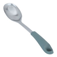 Steel spoon with green silicone handle product image