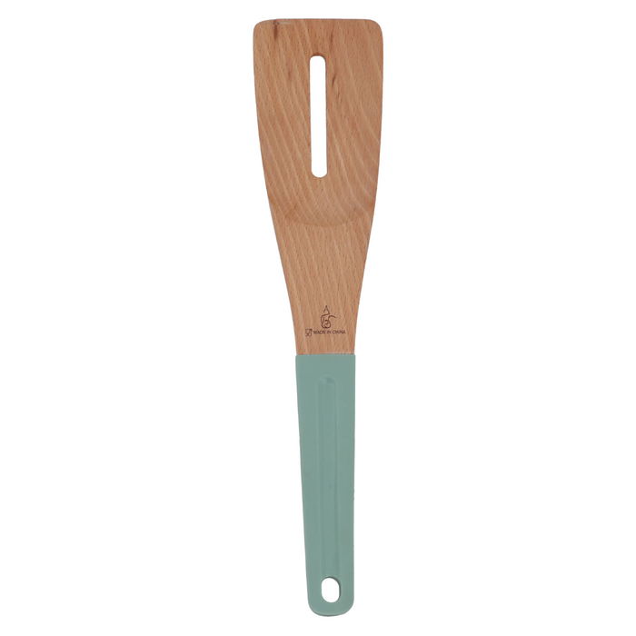 Green wooden spoon with silicone handle image 2