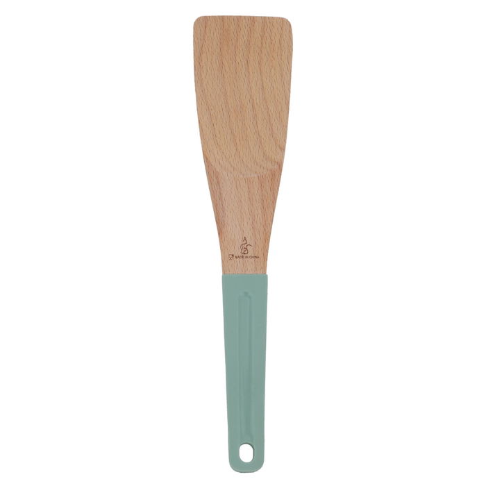 Wooden spoon with green silicone handle image 2