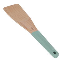 Wooden spoon with green silicone handle product image