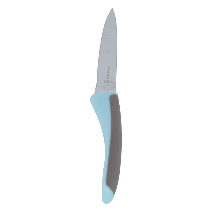 Chef's knife with blue silicone handle image 2