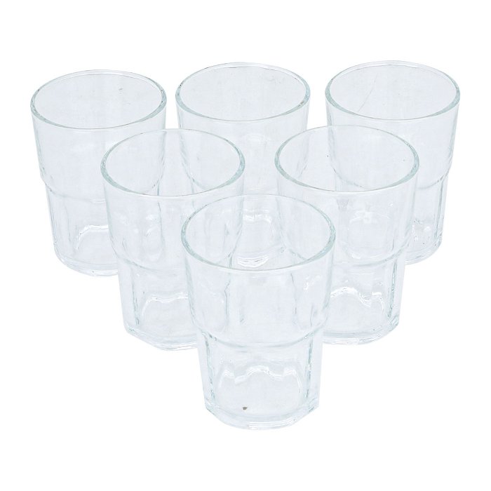 Ribbed glass cups set 6 pieces image 1