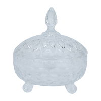 Transparent glass sugar bowl with a lid and legs product image