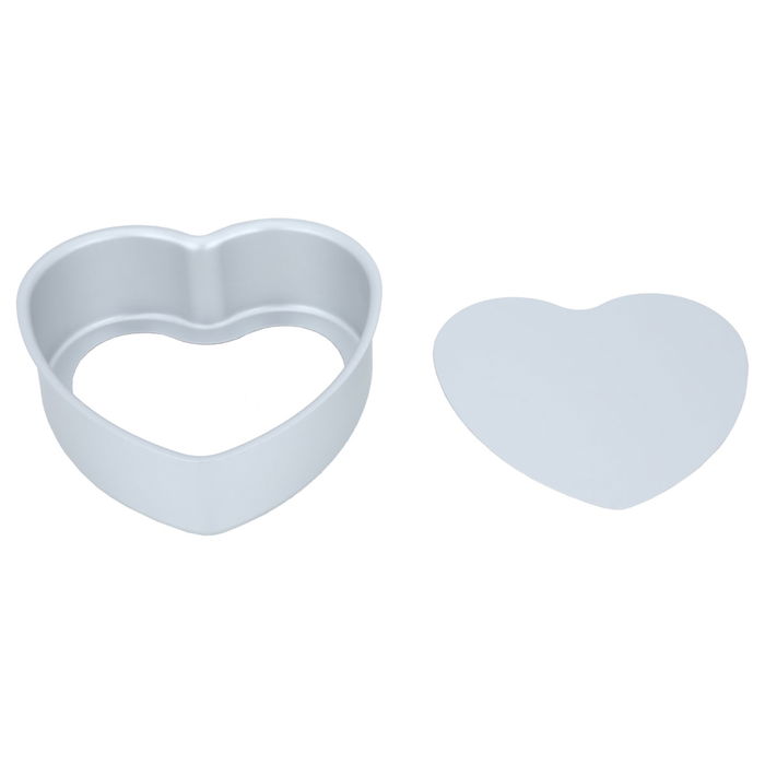 6x2" Bake Chef heart-shaped aluminum cake pan with removable base image 2