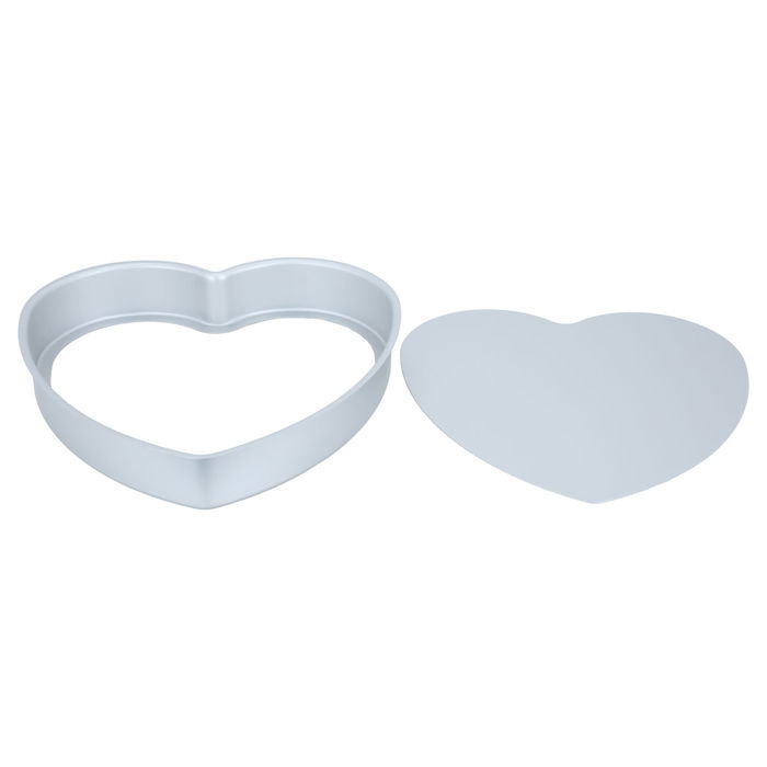 12x2" Bake Chef heart-shaped aluminum cake pan with removable base image 2