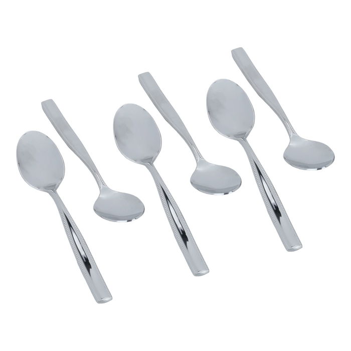 A set of silver steel spoons with engraved edges, 24 pieces image 5